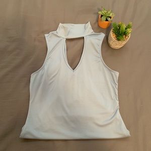 Light Blue V-Neck Bodysuit